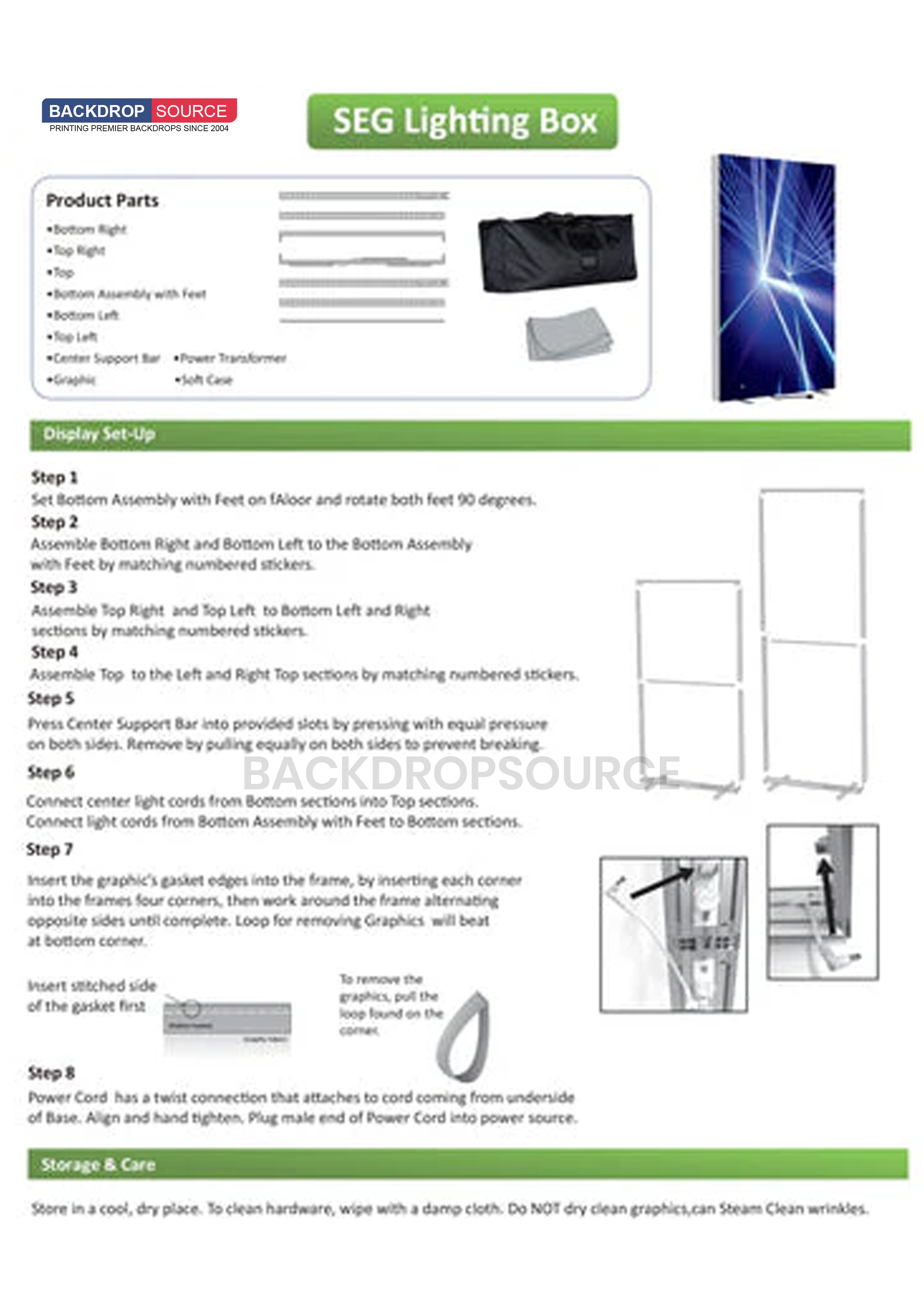 SEG Frameless Fabric LED Light Box Display - 1m W x 2m H