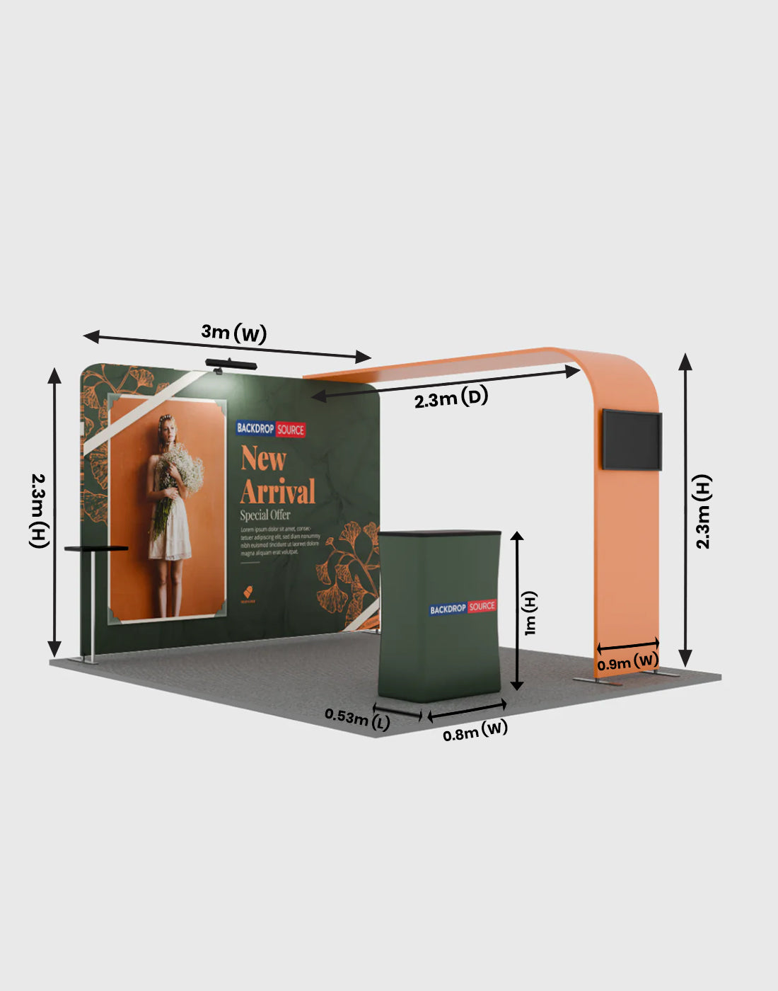 Economy L Arch TV Display Exhibition Kit for 3m Wide Booths