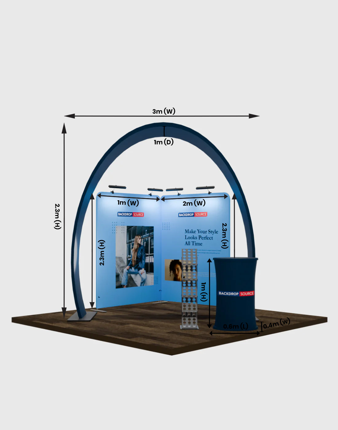 Modular Horseshoe Arch Exhibition Kit for 3m Wide Booths