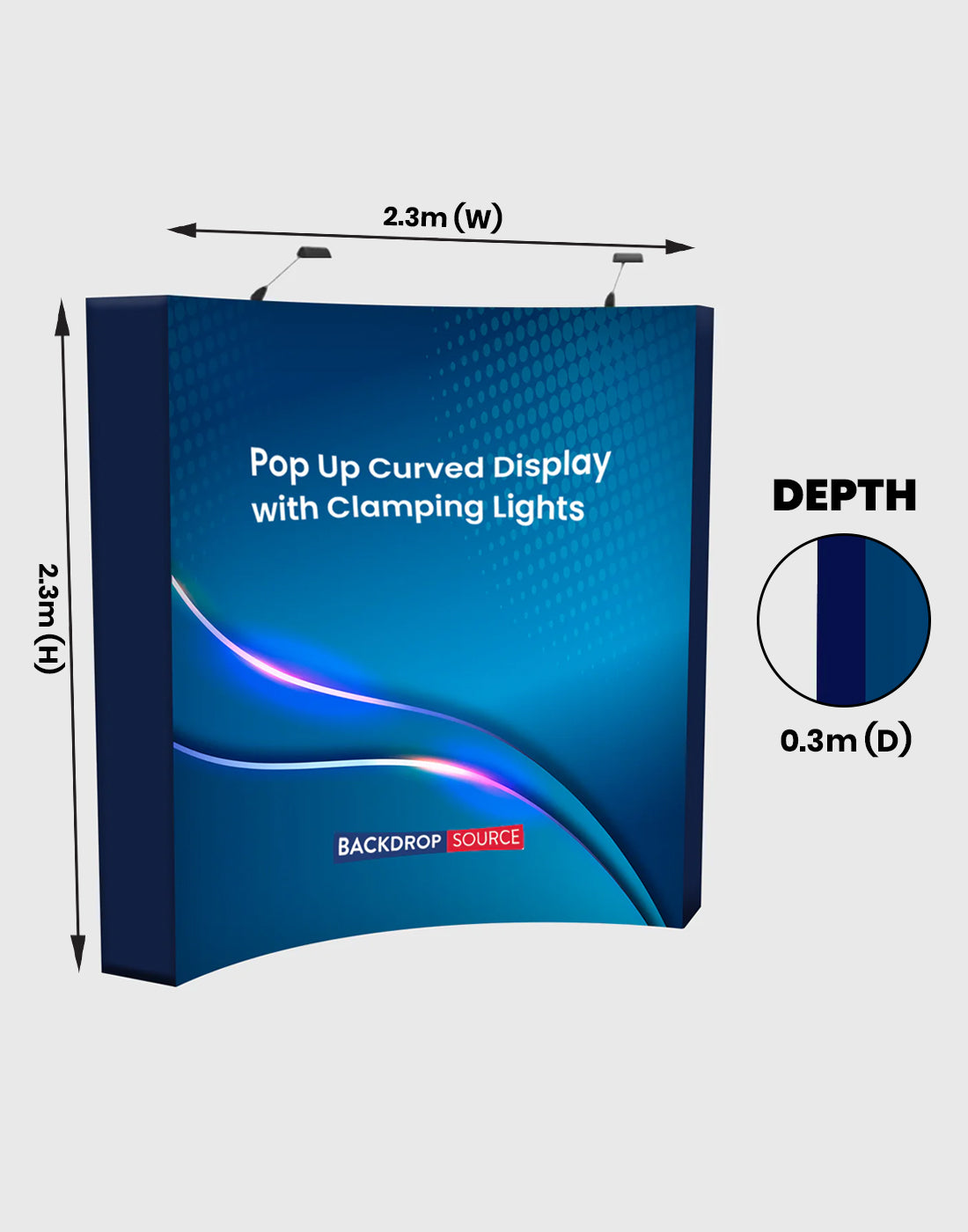 Popup Curved Backwall Kit with Clamping Lights