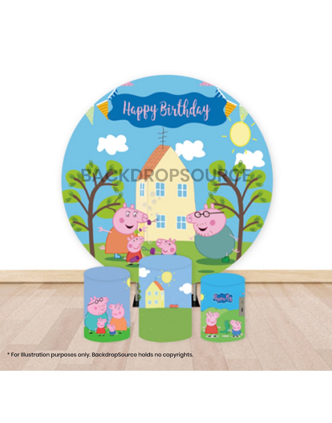 Pre Designed Round Backdrop Kits with Counter for Birthday Parties & Events