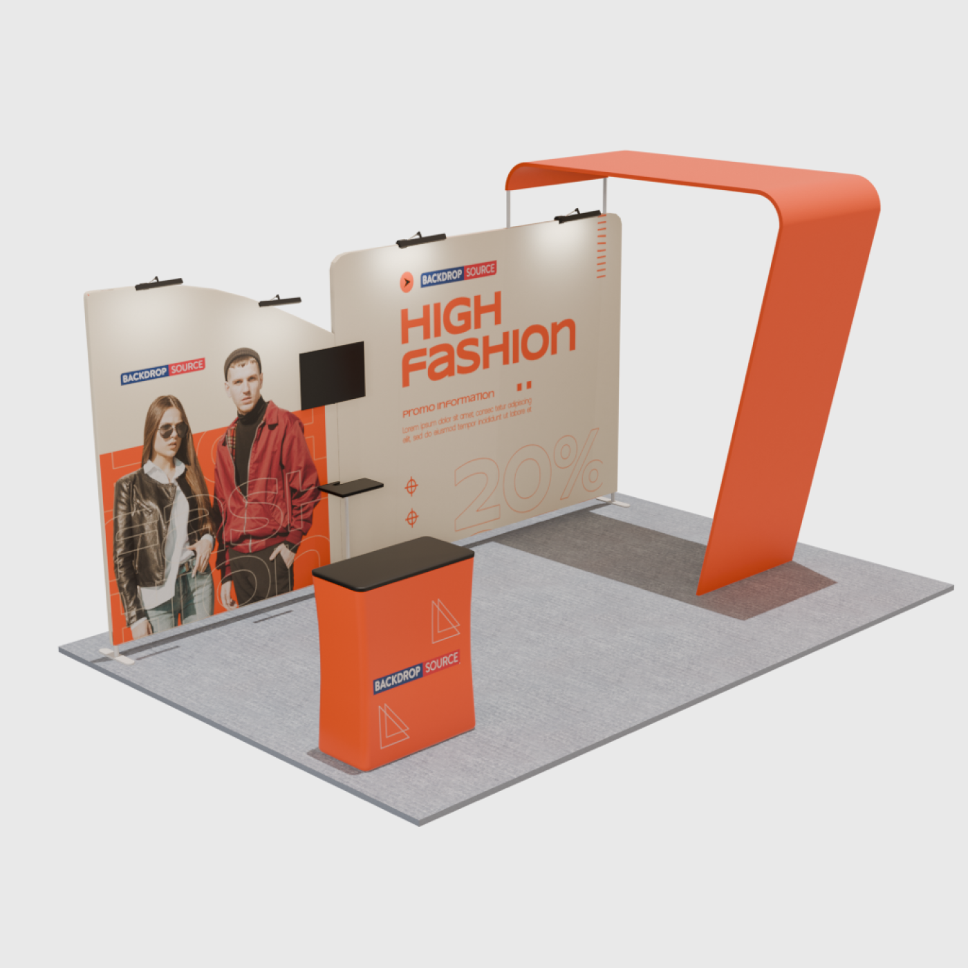 6m Straight Backdrop with Arch Exhibition Kit